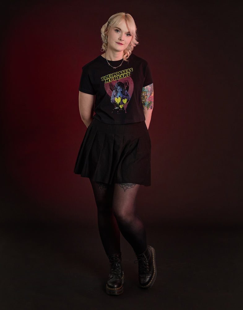 The Exorcist You Possess My Heart Crop Womens Black Cropped Short Sleeved T-Shirt