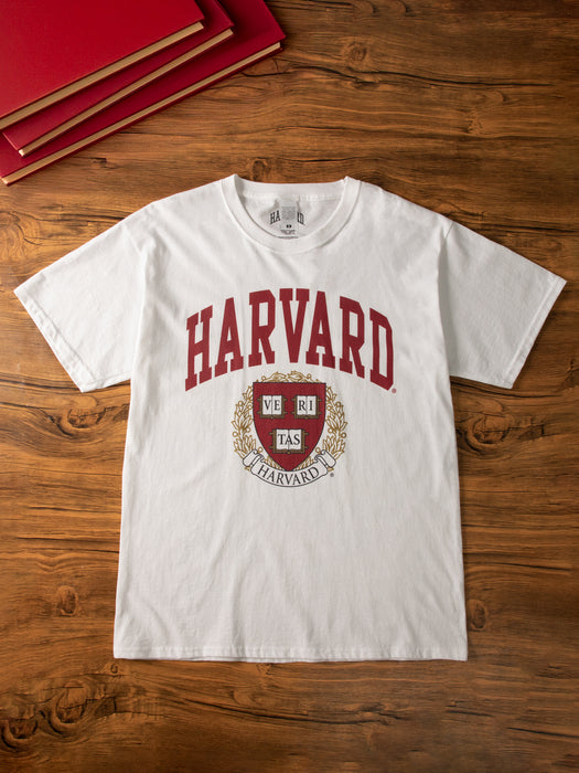 Harvard Crest Logo White Short Sleeved T-Shirt