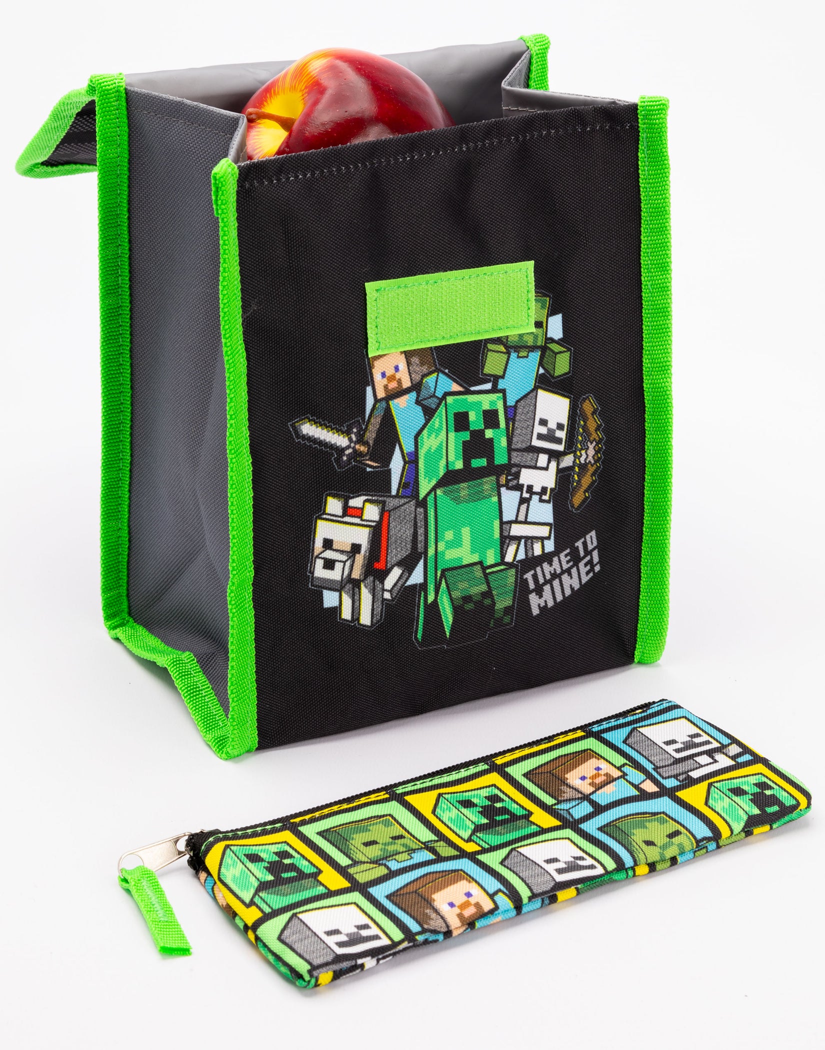 Minecraft Back Pack Set 4 Piece Printed Boys Black 4 Piece Backpack Se ...