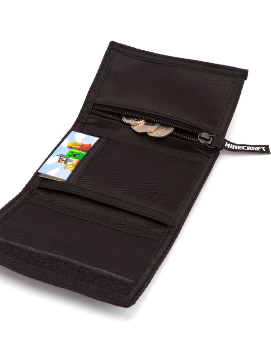 Minecraft Multi Character Unisex Kids Black Velcro Wallet