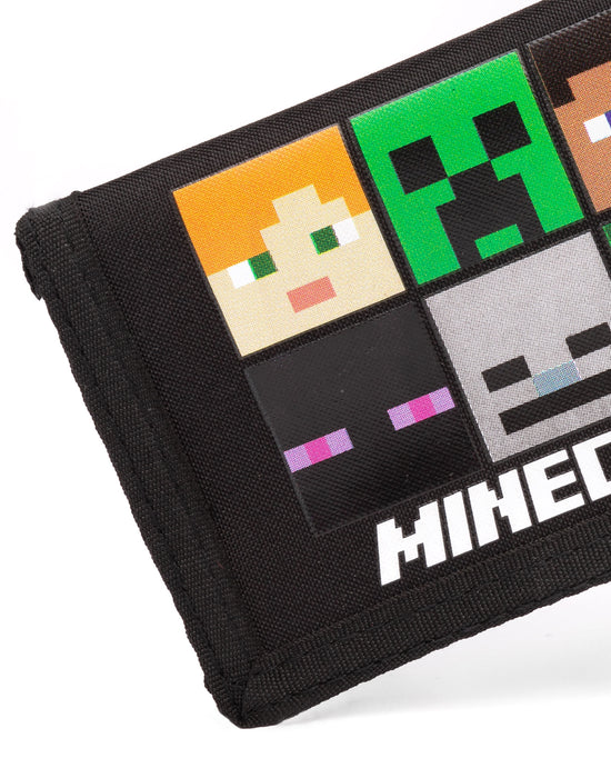 Minecraft Multi Character Unisex Kids Black Velcro Wallet