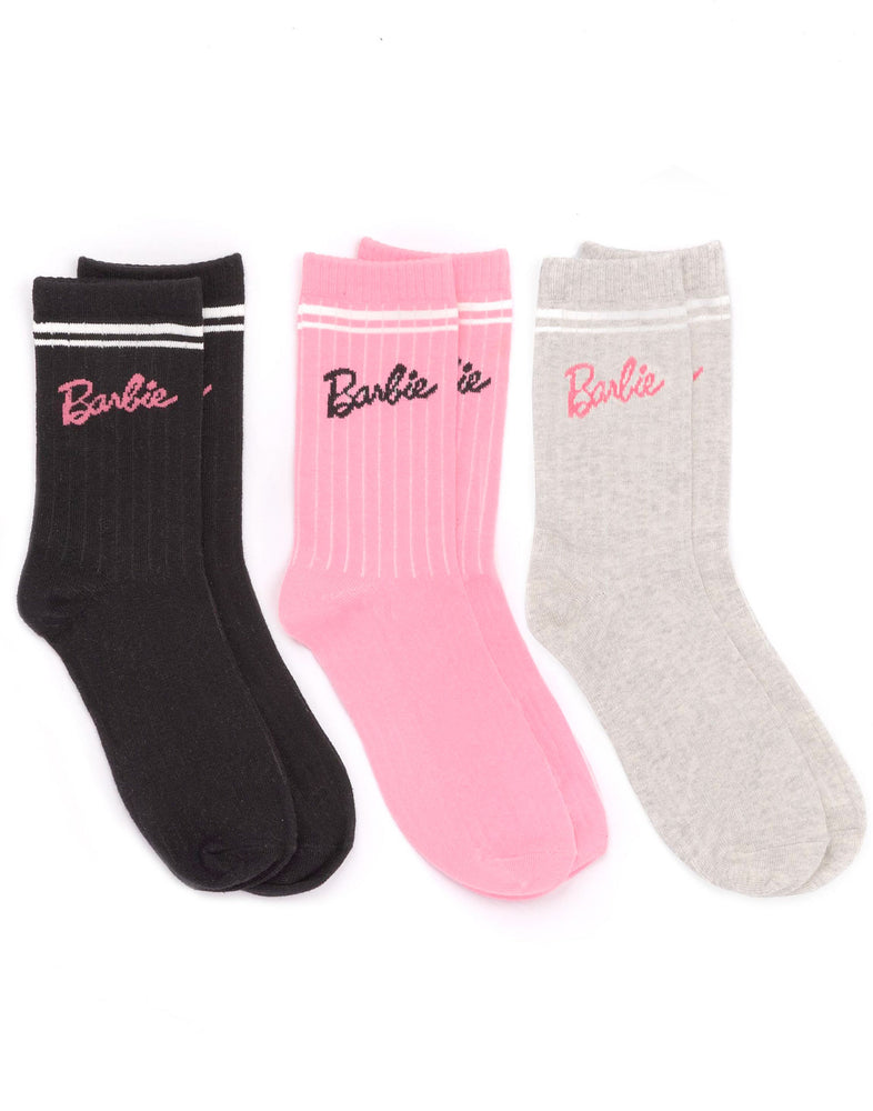 Barbie Ladies Crew Socks Assorted 3 Pack