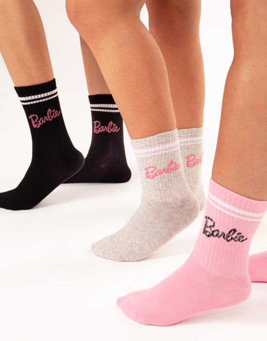 Barbie Ladies Crew Socks Assorted 3 Pack