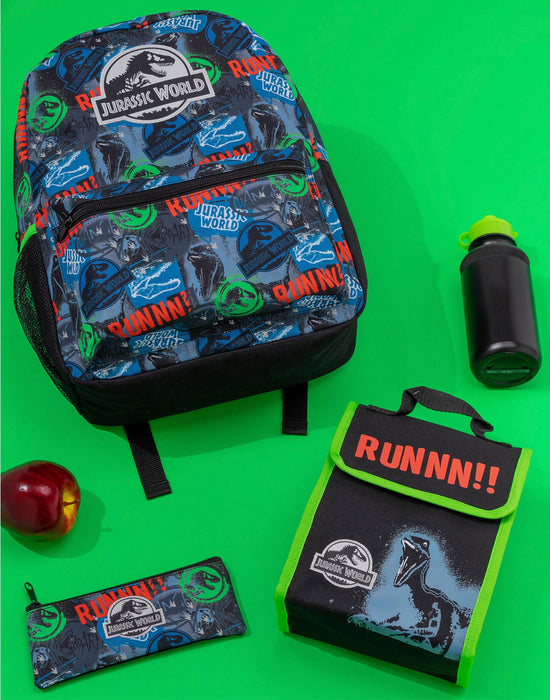 Jurassic World Logo Boys Black 4 Piece Backpack Set