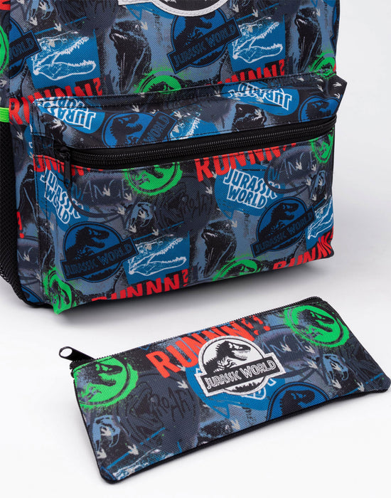 Jurassic World Logo Boys Black 4 Piece Backpack Set
