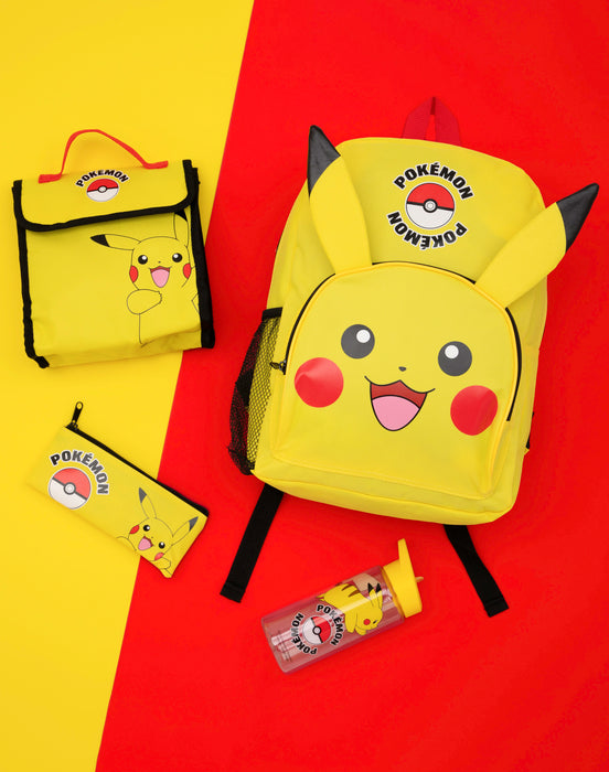 Pokemon Pikachu Backpack Set 4 Piece Lunch Box Water Bottle Pencil Case Set  Yellow