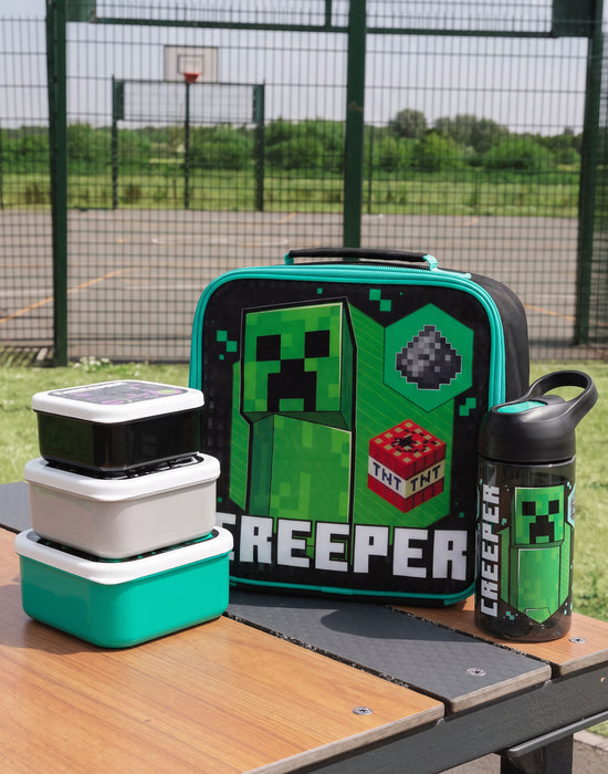 Minecraft Creeper Lunch Bag, Snack Pot, Water Bottle Set