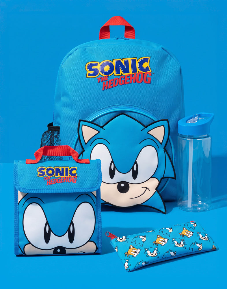 Sonic The Hedgehog 4 Piece Backpack Kids Bottle Lunch Bag Pencil Case Set