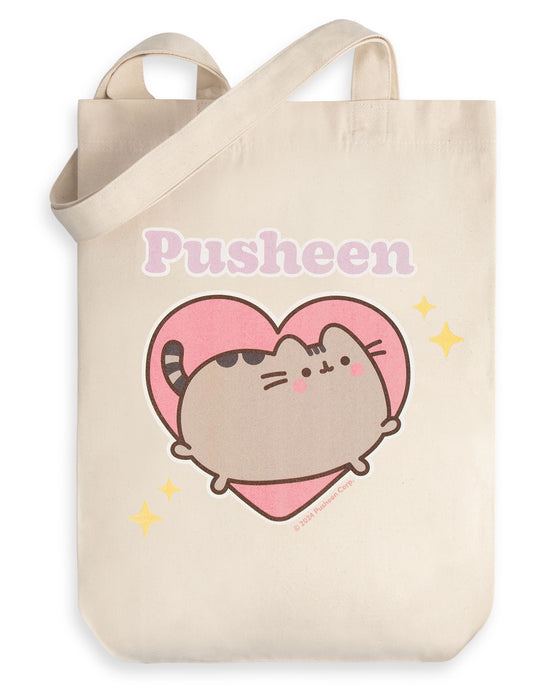 Pusheen Heart Unisex Beige Tote Bag