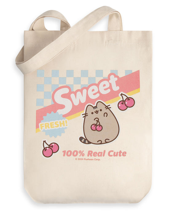Pusheen Sweet Cherry Unisex Beige Tote Bag