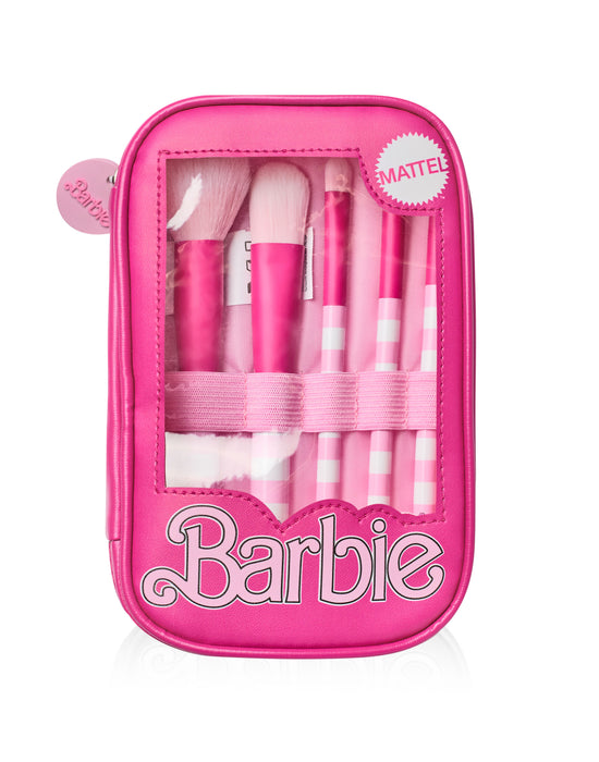 Barbie Retro Stripe Womens Pink Makeup Brush Set