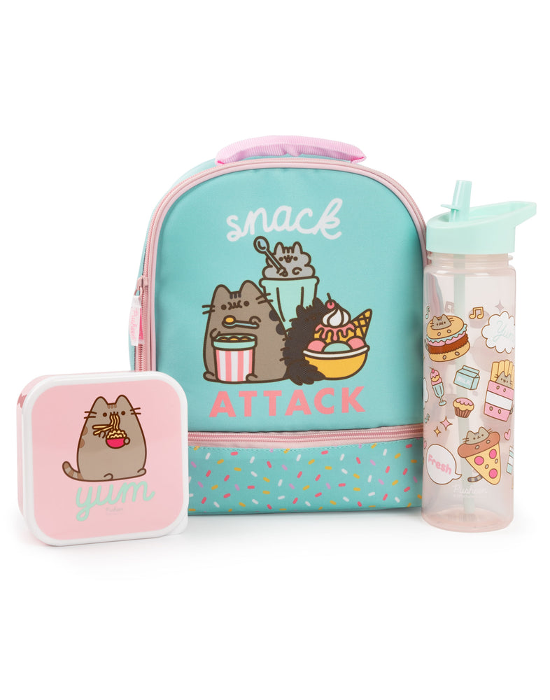 Pusheen Snack Attack Girls Multicoloured Lunch Bag, Lunch Box and Bottle Set