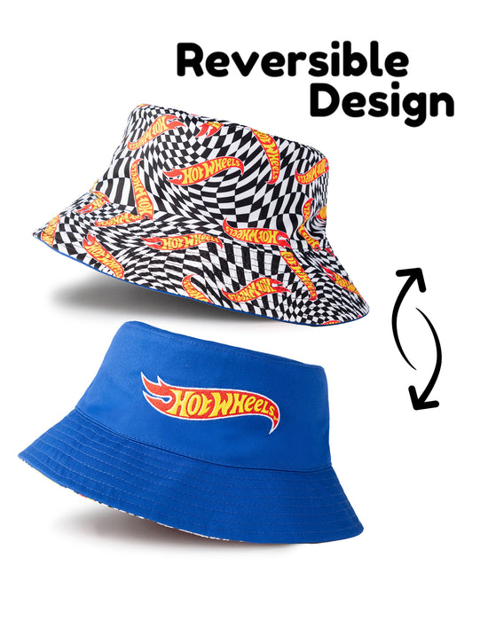 Hot Wheels Logo & Checkerboard Reversible Mens Multicoloured Bucket Hat