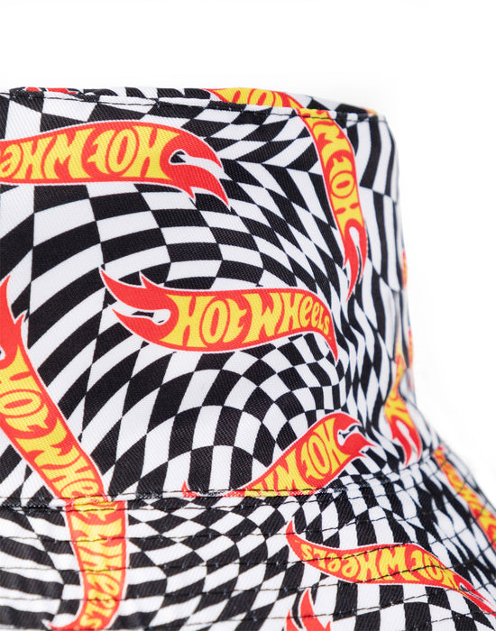 Hot Wheels Logo & Checkerboard Reversible Mens Multicoloured Bucket Hat