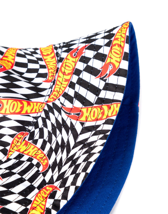 Hot Wheels Logo & Checkerboard Reversible Mens Multicoloured Bucket Hat