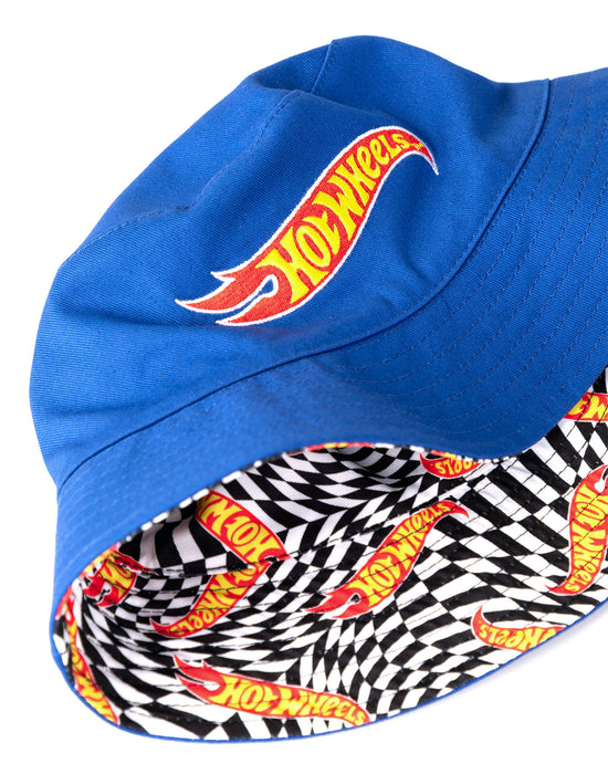 Hot Wheels Logo & Checkerboard Reversible Mens Multicoloured Bucket Hat