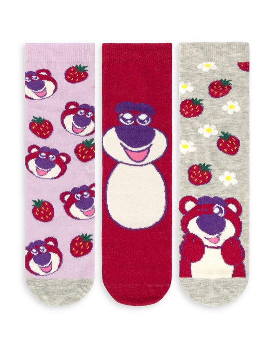 Disney Toy Story Lotso Womens Multicoloured Calf Socks Set of 3