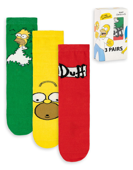 The Simpsons Homer Mens Multicoloured Calf Socks Set of 3