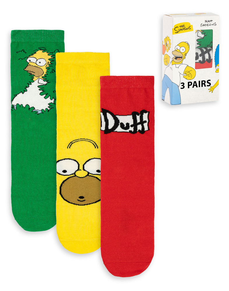 The Simpsons Homer Mens Multicoloured Calf Socks Set of 3