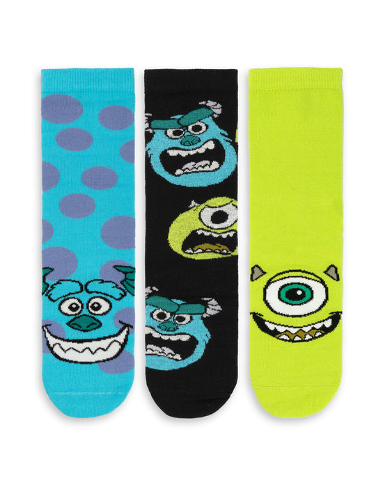 Disney Monsters Inc Mike & Sully Mens Multicoloured Calf Socks Set of 3