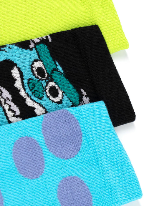 Disney Monsters Inc Mike & Sully Mens Multicoloured Calf Socks Set of 3