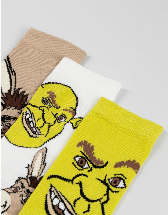 Shrek Multi Character Unisex Multicoloured Calf Socks Set of 3