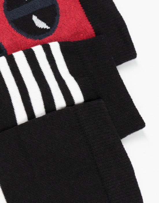 Marvel Deadpool Mens Black Calf Socks Set of 5