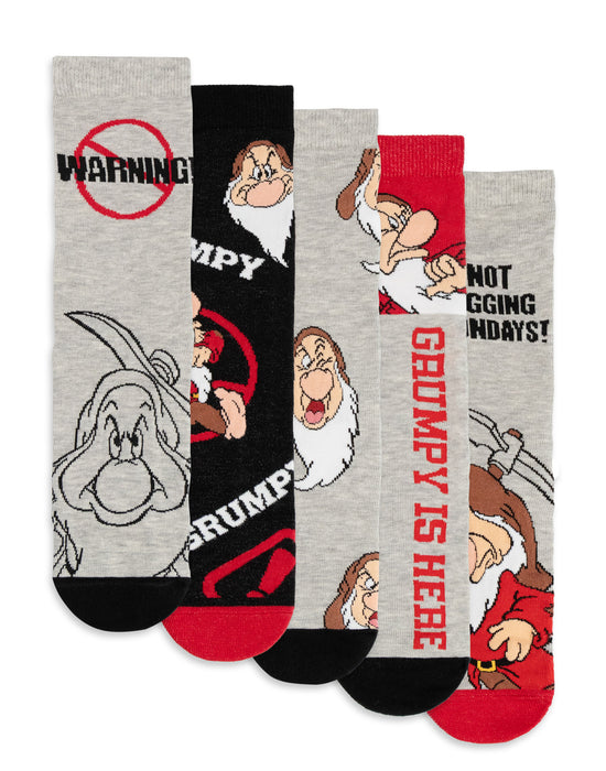 Disney Grumpy Mens Multicoloured Calf Socks Set of 5