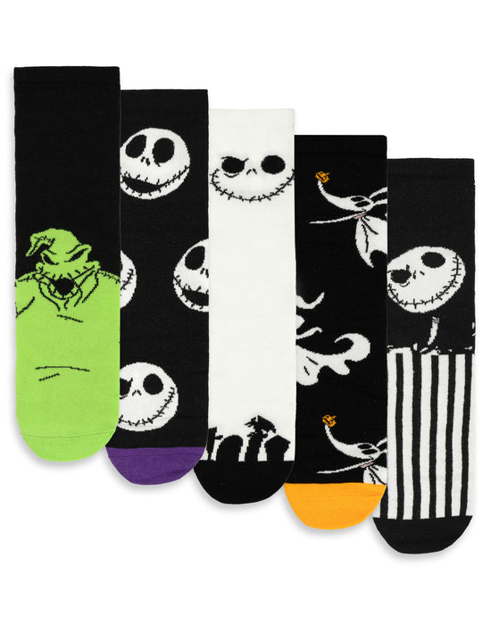 Disney The Nightmare Before Christmas Jack Skellington Unisex Black Calf Socks Set of 5