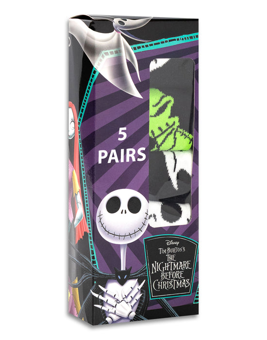 Disney The Nightmare Before Christmas Jack Skellington Unisex Black Calf Socks Set of 5