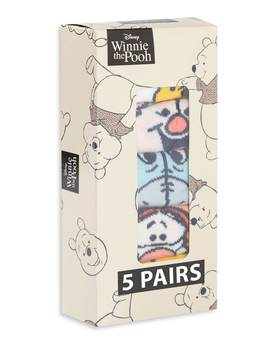 Disney Winnie The Pooh Multi Character Womens Multicoloured Calf Socks Set of 5