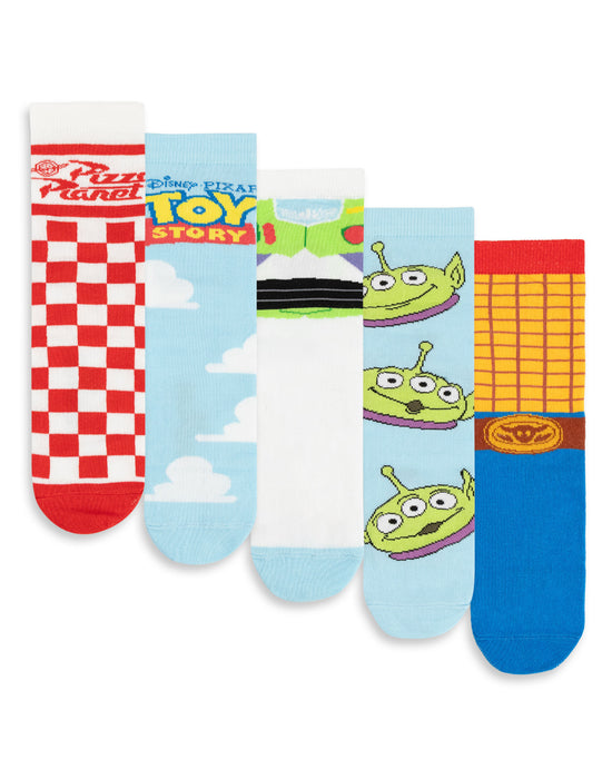 Disney Toy Story Multi Character Unisex Multicoloured Calf Socks Set of 5