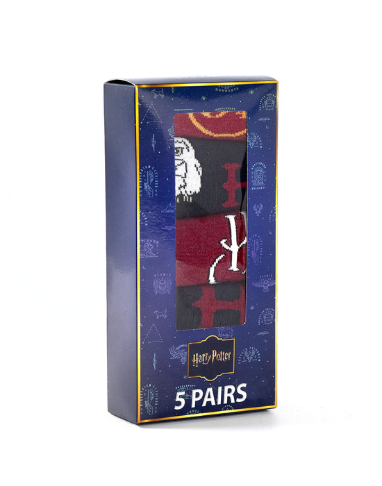Harry Potter Hogwarts Womens Multicoloured Calf Socks Set of 5