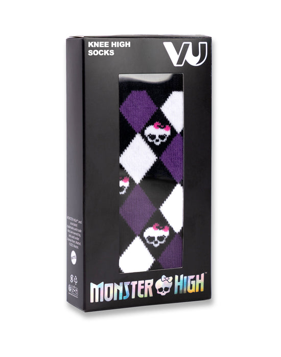 Monster High Argyle Skulls Womens Purple Knee-Length Socks