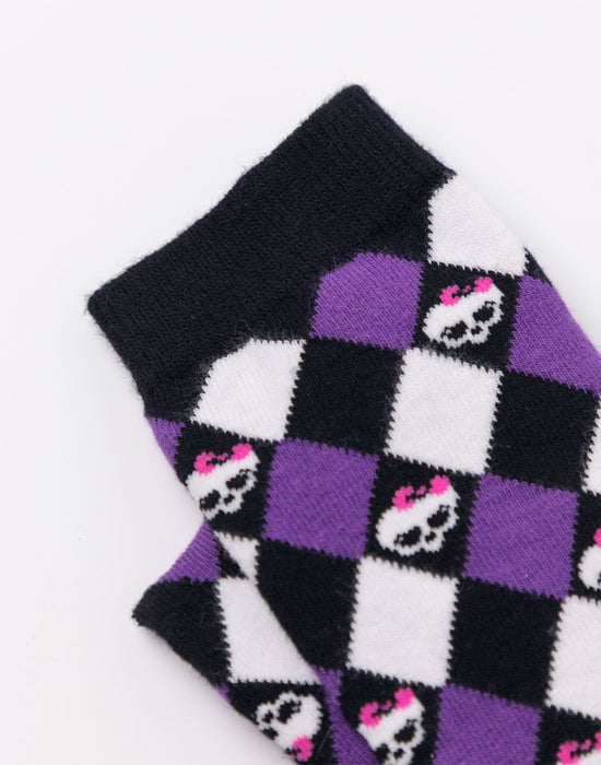 Monster High Argyle Skulls Womens Purple Knee-Length Socks