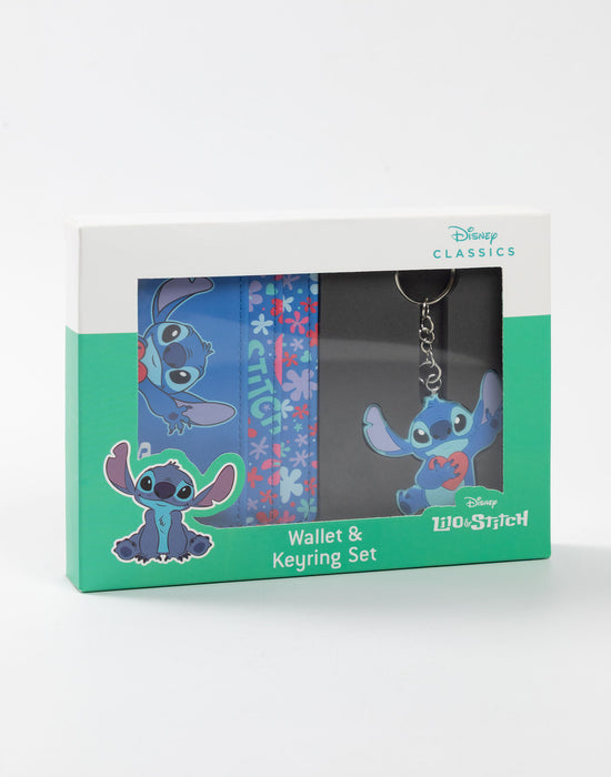 Lilo & Stitch Cardholder & Keyring Womens Blue Wallet Gift Set