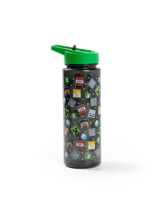 Minecraft Printed Unisex Kids Black Straw Water Bottle