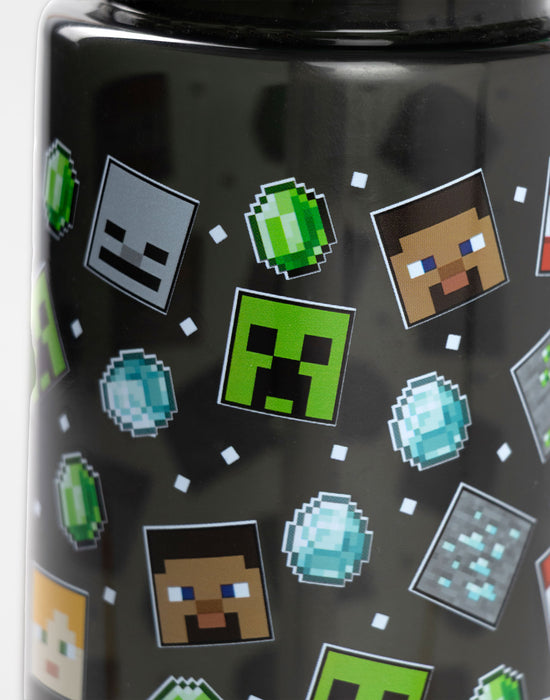 Minecraft Printed Unisex Kids Black Straw Water Bottle