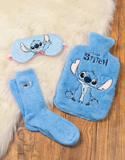 Disney Stitch Unisex Blue Hot Water Bottle With Eye Mask and Socks
