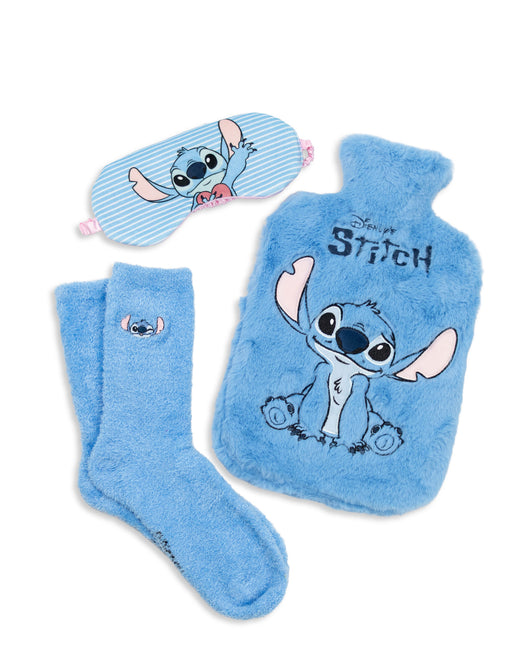 Disney Stitch Unisex Blue Hot Water Bottle With Eye Mask and Socks