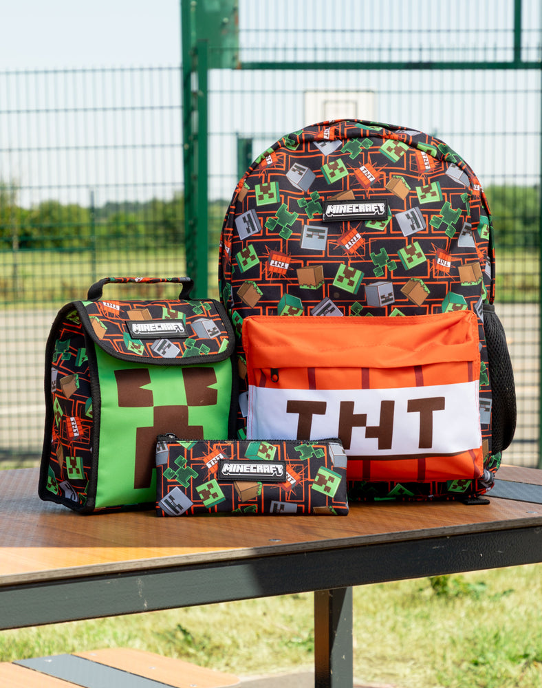 Minecraft TNT Unisex Kids Multicoloured 3 Piece Backpack Set