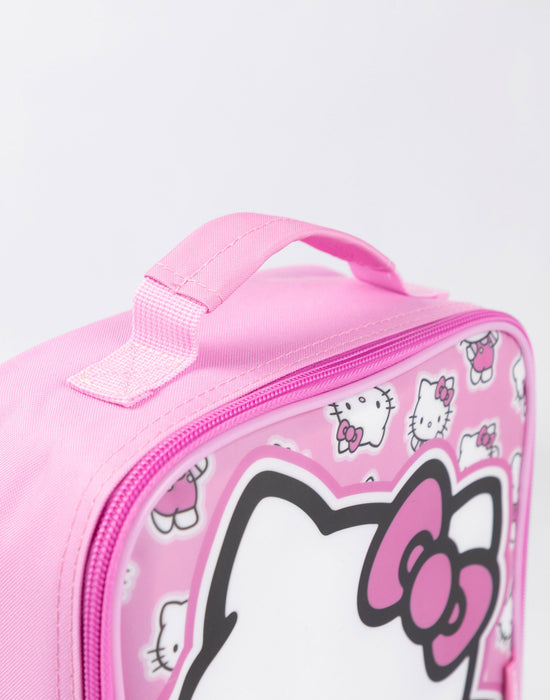 Hello Kitty Character Girls Pink Lunch Bag Bottle and 3 Snack Pot