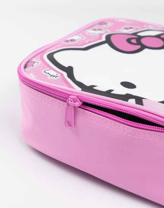 Hello Kitty Character Girls Pink Lunch Bag Bottle and 3 Snack Pot