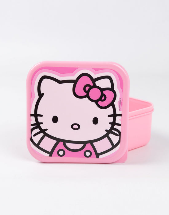 Hello Kitty Character Girls Pink Lunch Bag Bottle and 3 Snack Pot