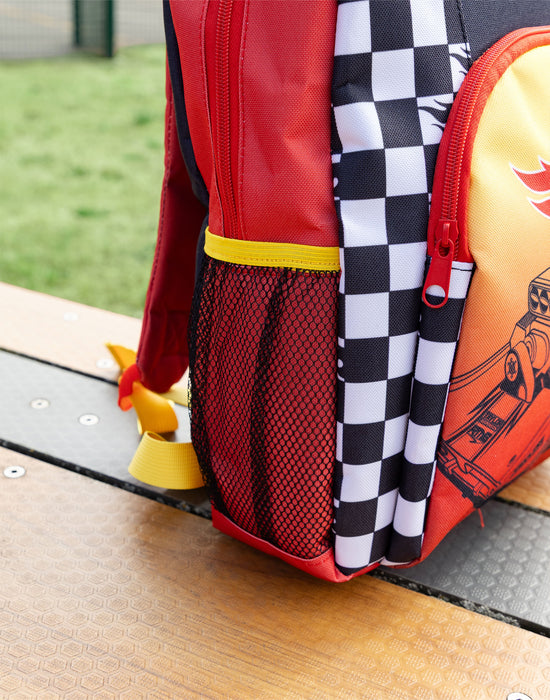 Hot Wheels Checker Board Boys Red Backpack