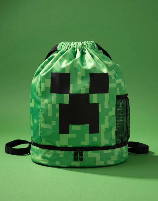 Minecraft Creeper Face Unisex Kids Green Swim Bag