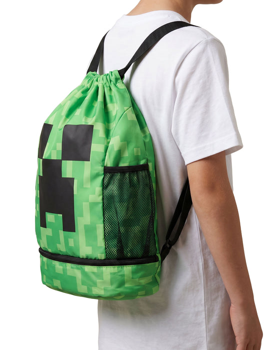 Minecraft Creeper Face Unisex Kids Green Backpack