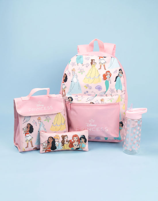 Disney Princess Multi Character Girls Pink 4 Piece Backpack Set