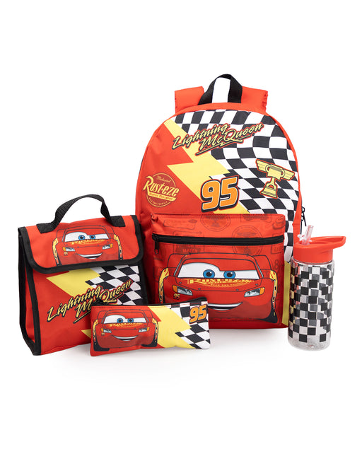 Disney Cars Lightning Mcqueen Boys Red 4 Piece Backpack Set