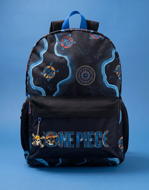 One Piece Skull Map Unisex Kids Black Backpack
